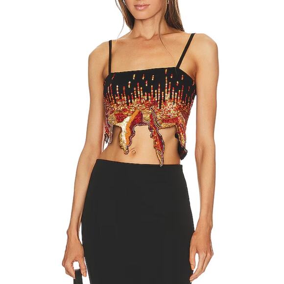 Giuseppe Di Morabito 'Sequin' Black Crop Top Size 38 - NWT - Picture 1 of 4